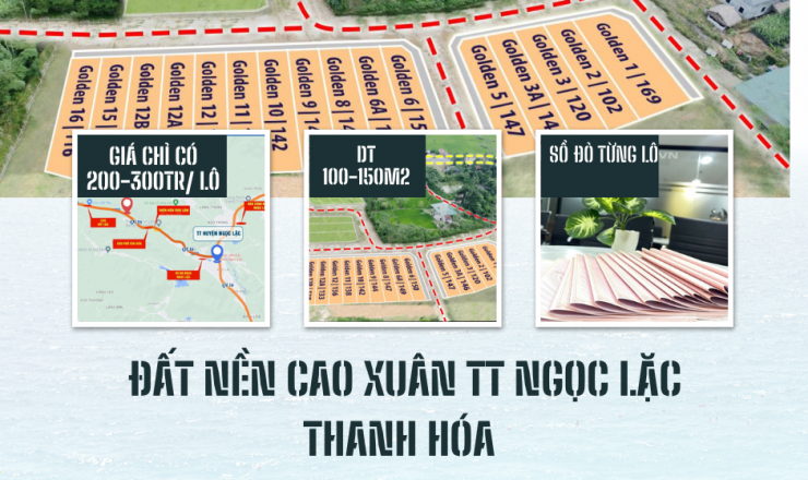 [Hotline: 0844.922.111]-Giá chỉ có 200-300 triệu/lô, khu phân lô đất nền tại Thị Trấn Ngọc Lặc Thanh Hóa-